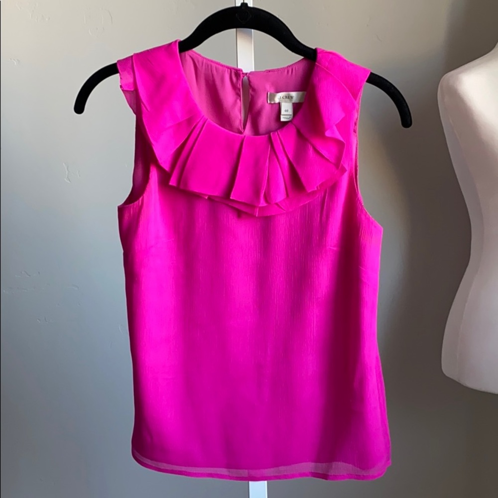 J. Crew Hot Pink Silk Gabby Blouse size 00